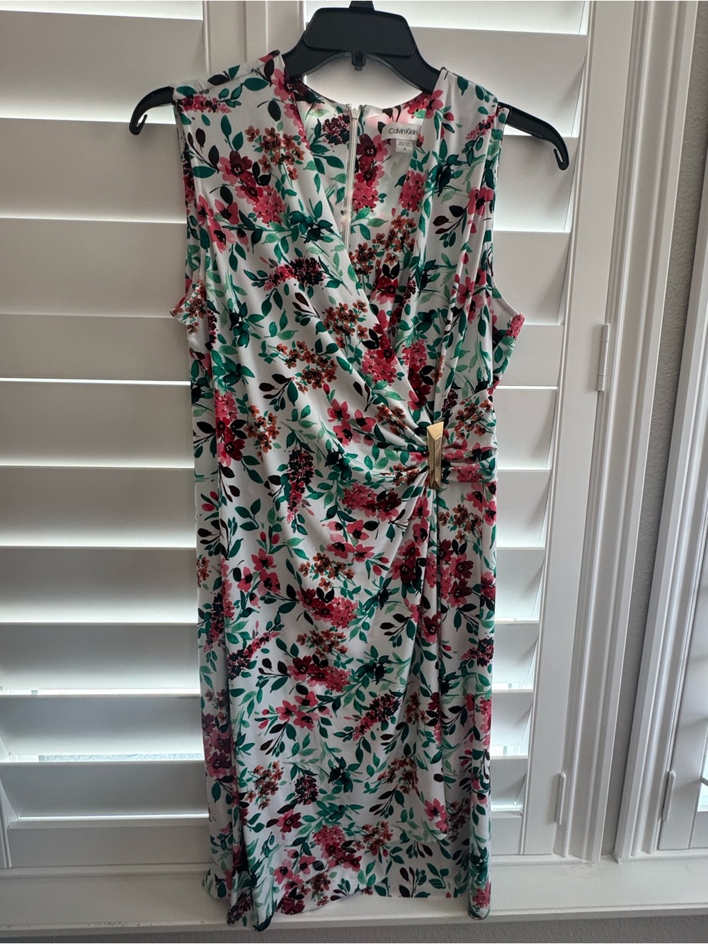 Calvin Klein Charming Floral Wrap Dress in White and Pink - Classic Style